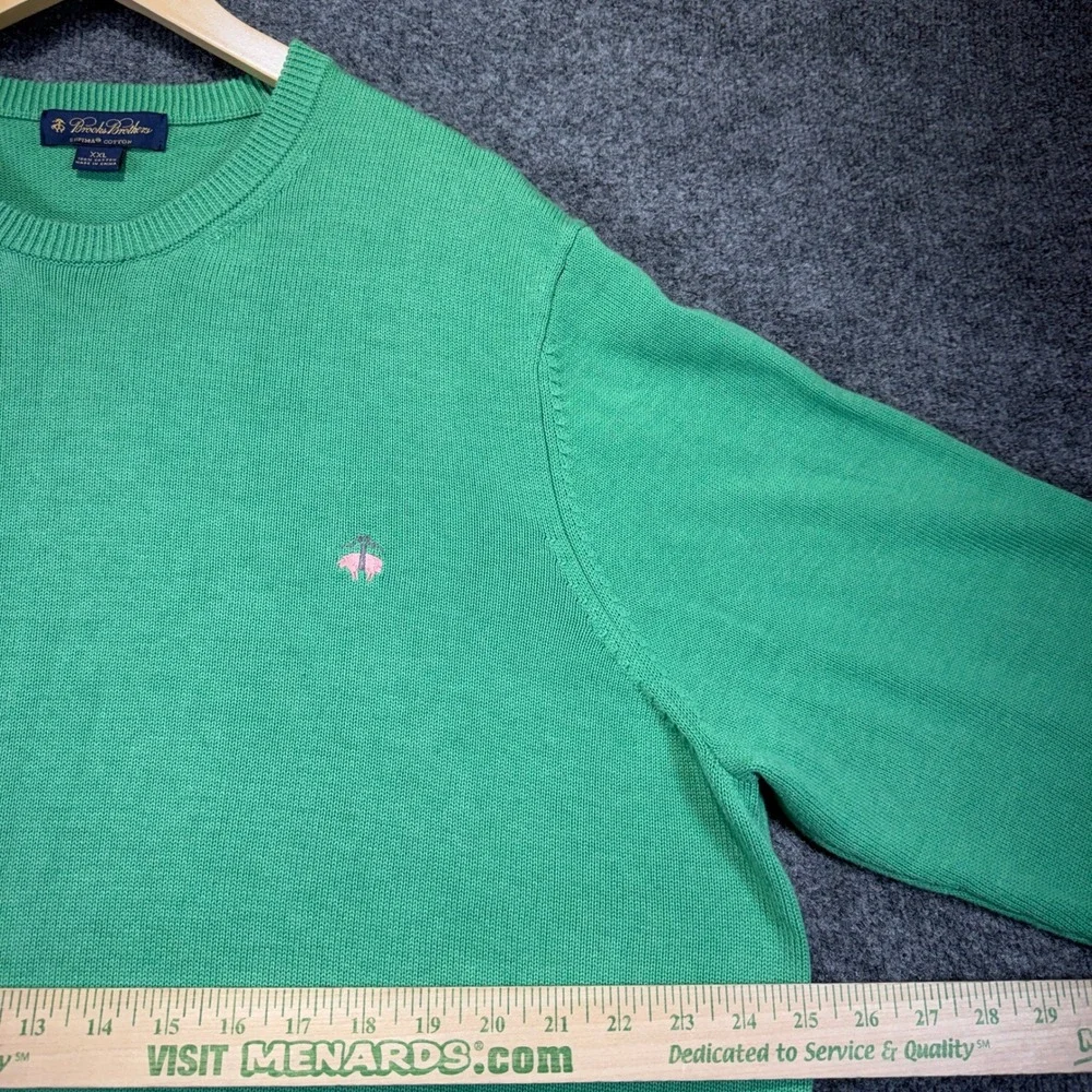 Brooks Brothers Supima Cotton Knit Crewneck Sweater Mens XXL Green Golden Fleece